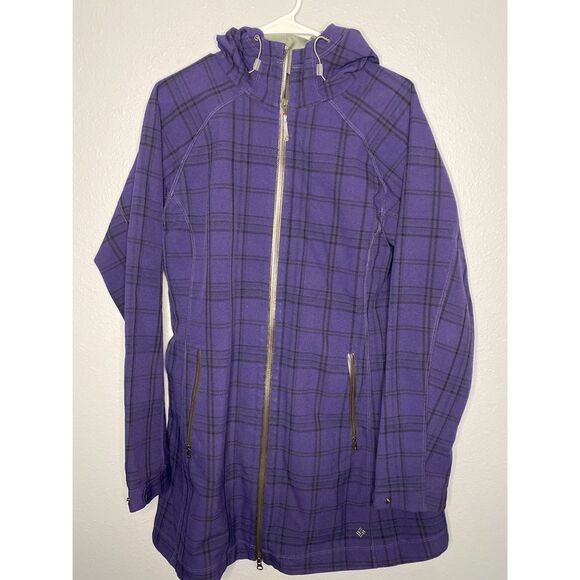 Columbia Dusk 2 Dawn Purple Omni Heat Jacket Plaid Full Zip Hooded Size Large - Picture 1 of 12